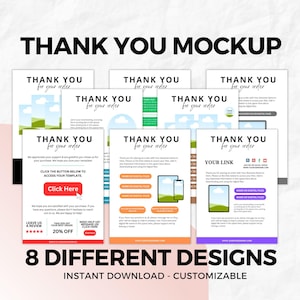 Danke Etsy Verkäufer Mockup, Vorlage für die digitale Produktlieferung, Etsy Kundenanweisungen Canva Download Danke PDF, Canva Vorlage MRR