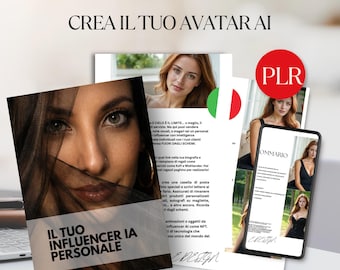 Create your avatar AI Influencer Guide Canva Template, Faceless Marketing Guide and AI Content Creator, digital products Italian plr