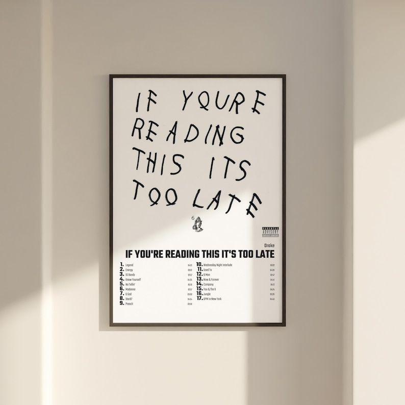 Drake if you re reading this it s too late album cover poster wall art