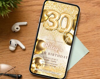 Thirty Birthday Invitation, 30th Birthday invite, Thirtieth E-Invite Template, Text Message Invitation, Digital Invite, Mobile Phone Evite