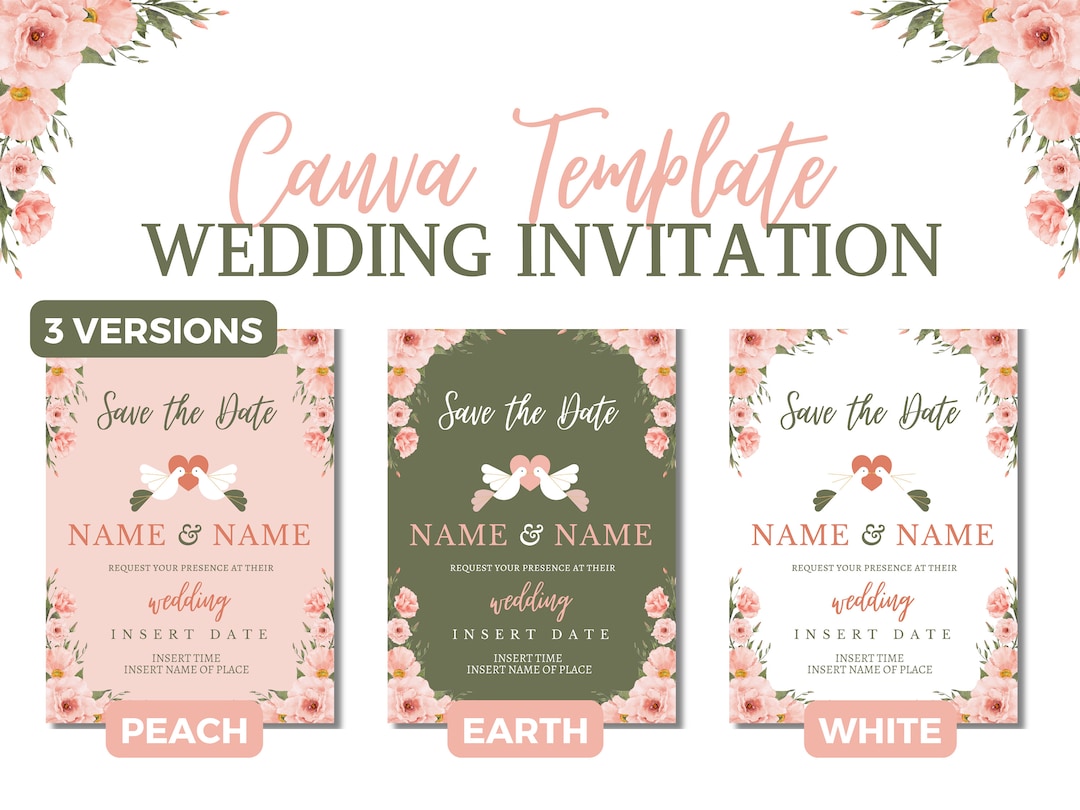 Garden Coquette Canva Editable Wedding Invitation Template Etsy