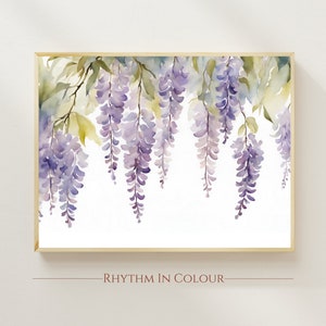 Wisteria Painting Modern Farm House Decor Country Cottage Wisteria Print Wisteria in Bloom Wall Art Country Core Flowers Print Botanical Art