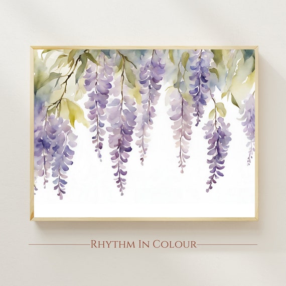 Wisteria Watercolor Print, Modern Farmhouse Botanical Art - Etsy
