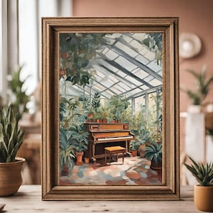 Piano Print Mid Century Music Poster Gift for Pianist Piano Wall Art Boho Piano Print Mid Century piano music art Piano poster art