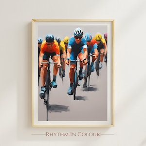 Cycling Poster Cyclist Print Gift for Cyclist Bike Print Contemporary Cycling Art Abstract Road Bike Cycle Poster Tour De France Print Race