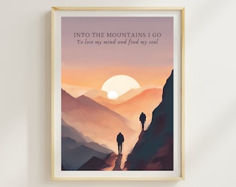 Minimalistisches Bergwandern Poster: Wandergeschenk