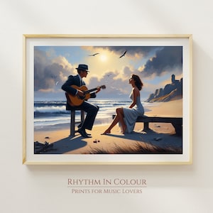 Vintage Druck Nostalgisches Poster Romantischer Druck Romantisches Paar Gemälde Geschenk Strand Druck Am Meer Kunststil Inspiriert von Jack Vettriano