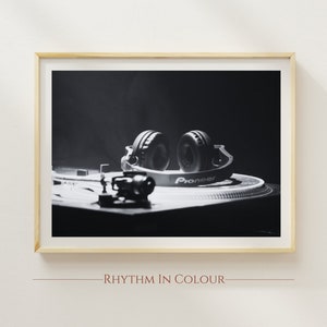 Black and White Music Photography Print Vinyl Music Black and White Wall Art Gift for Musician Monochrome Music Poster Vintage Music DJ Art