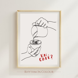 Cafe Line Art Coffee Print Un Cafe French Coffee Print Minimalist Kitchen Art Print Cafe Poster Gift for Coffee Lover Coffee Drink Art Print