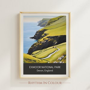 Exmoor Travel Print Wall Art Exmoor National Park Wall Hanging Home Decor England Gift Art Lovers Gift Devon Art Print Travel Art