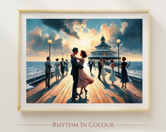 Vintage Print Nostalgic Poster Romantic Print Romantic Couple Painting Gift for Victorian Home Print Art Style Inspired by Jack Vettriano
