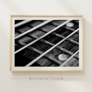 Black and White Guitar Photography Print Guitarist Black and White Wall Art Gift for Musician Monochrome Music Poster Vintage Guitar Art