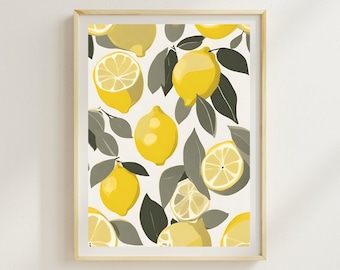 Lemon Print: Minimalist Citrus Kitchen Wall Art