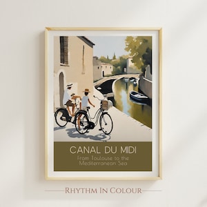 Canal Du Midi Cycling Print France Poster Canal Du Midi Velo Print Cycle France Print Gift for Cyclist Travel France Canal Print Bike Ride