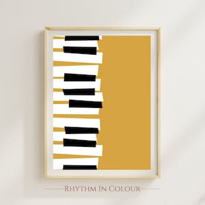 Mid Century Piano Poster Gift for Pianist Abstract Modern Piano Print Gift for Piano Player Yellow Piano Print Piano Art Poster Vintage