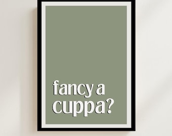 Fancy a Cuppa Print: Neutral Kitchen Wall Art