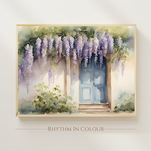 Wisteria Painting Modern Farm House Decor Country Cottage Wisteria Print Wisteria in Bloom Wall Art Country Core Flowers Print Botanical Art