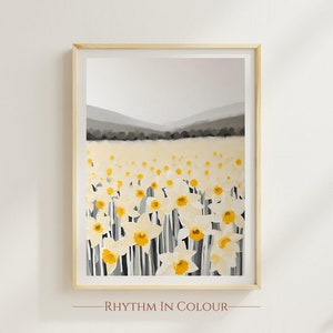 Flower Market Prints Daffodil Print Yellow Flower Poster Plant Print Daffodils Flower Poster Wildflower Wall Art Botanical Print Art