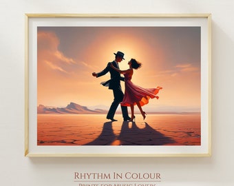 Vintage Print Nostalgic Oil Painting Romantic Print Couple in Love Gift for Beach Lover Dancing Print Style Inspired by Jack Vettriano