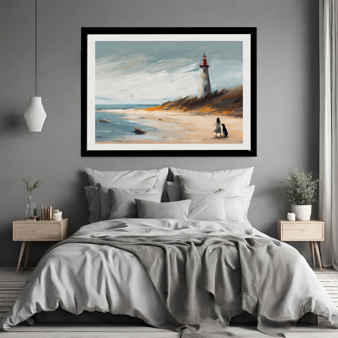 A.Monamour Duschvorhang Seaside Design - 180x200cm Wasserdicht Mit 12 Haken