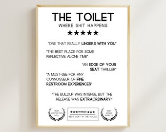 Toilet Print Funny Bathroom Print Toilet Humour Bathroom Wall Art Black and White Bathroom Print Toilet Poster Toilet 5 Star Reviews Loo