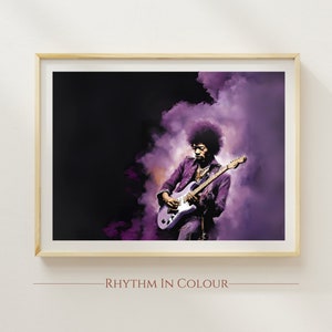 Retro Jimi Hendrix Purple Haze Print Hendrix Poster Purple Jimi Hendrix Picture Pop Art Poster Hendrix Painting Gift for Musician Guitar Art