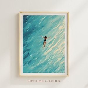 Wild Swimming Print Swim Wild Poster Cold Water Swimming Print Into The Water I Go Print Gift for Beach House Neutral Coastal Art Print