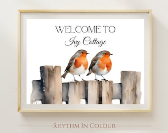 Personalised Home Sign Print Housewarming Gift Country Home Decor New Home Print Robin Painting Wall Art New Home Gift First Home Country