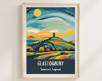 Glastonbury Tor Art Print: Somerset England Travel Poster