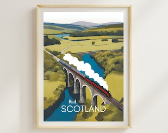 Glenfinnan Viaduct Print: Scotland Highlands Steam Train Wall Art
