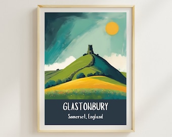 Glastonbury Tor Art Print: Somerset England Travel Poster