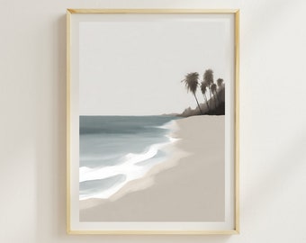 Wall Art Muted Coastal Beach Neutral Beach Painting in Soft Tones Staging Art Print Neutral Wall Decor Boho Ocean Print Coastal Print