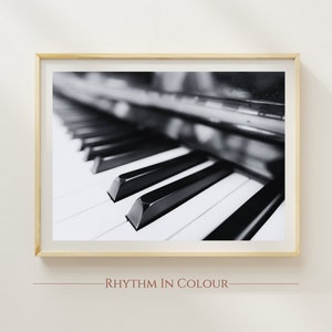 Black and White Piano Photography Print Piano Wall Art Gift for Musician Monochrome Music Poster Noir Pianist Print Vintage Music Art Print