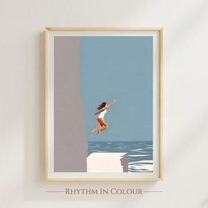 Wild Swimming Print Wild Swim Art Wild Swimming Gift Love Swimming Print Cliff Jumping Cold Water Swimmer Nature Lover Print