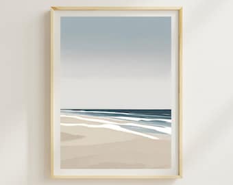 Wall Art Muted Coastal Beach Neutral Ocean Painting in Soft Tones Staging Art Print Neutral Wall Decor Boho Beach Print Coastal Print