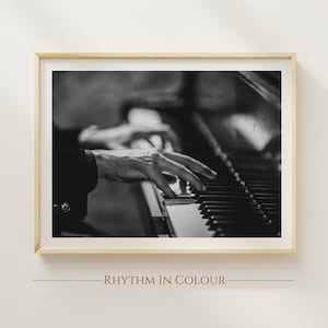 Black and White Piano Photography Print Pianist Black and White Wall Art Gift for Musician Monochrome Music Poster Vintage Piano Art Gift