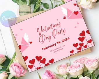 Valentine's Girls Night | Valentine’s Party Invitation | Canva | Editable Printable Digital Event Invite | Personalised Evite | Landscape