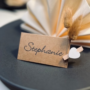 Namensschilder | Tischkärtchen aus Kraftpapier | Platzkarten | Hochzeit Boho | Tischdeko | Hochzeit | Taufe | Geburtstag | Glitzer Schimmer