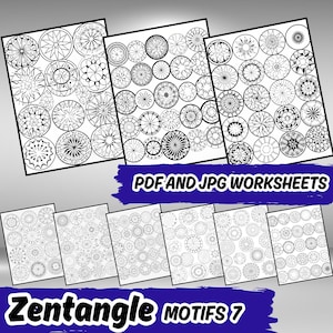 Más de 1000 patrones de zentangle, hojas de práctica de doodle, paquete de hojas de trabajo, cuaderno de práctica de caligrafía, set de adornos, cartera de patrones en PDF, PNG