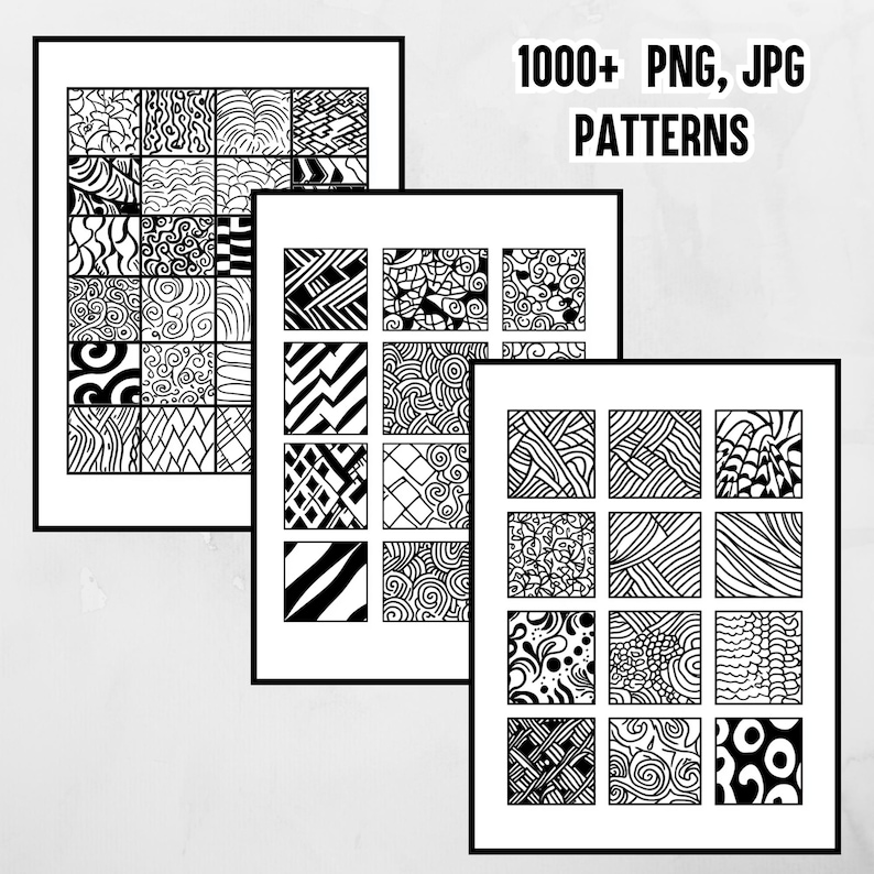 Line Work Pages 1000+ Zentangle Pattern Sheets: Line Art Workbook (digital Download) - Etsy