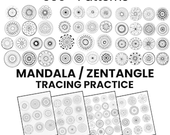 Mandala Zentangle Practice Sheets – 500+ Art Therapy Patterns (Digital Download)