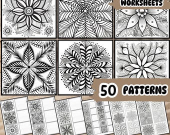 Zentangle Templates & Practice Sheets | Beginner Doodle Art (Digital Download)