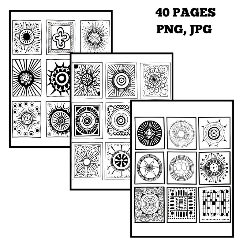 Zentangle Practice Sheets Bundle | Greyscale & Grid (digital Download ...