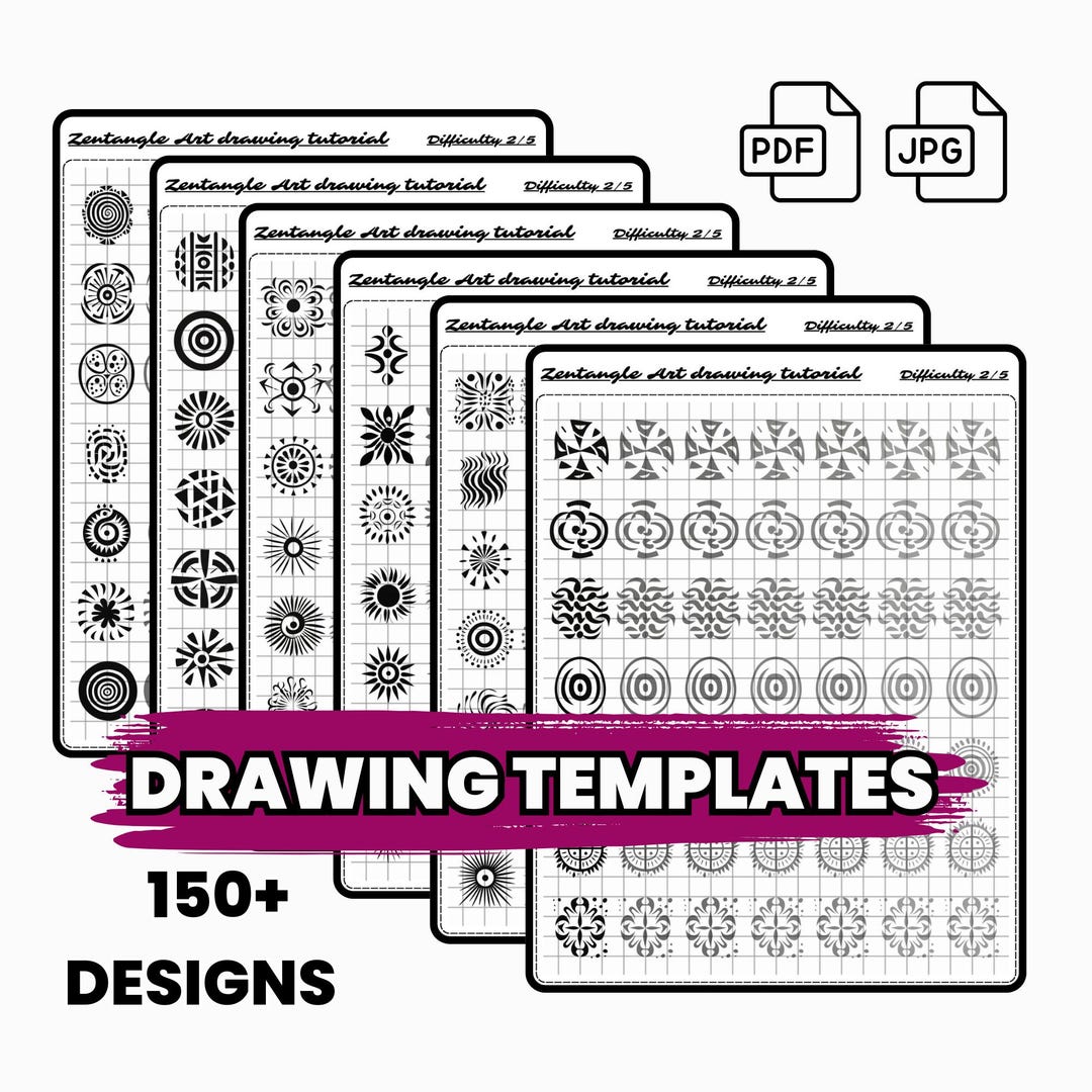 Drawing Templates Bundle for Beginners – Zentangle & Zendoodle Practice ...