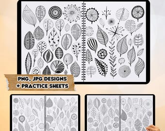 Zentangle Patterns: Creative Doodling Designs & Practice Sheets (PNG JPG PDF)