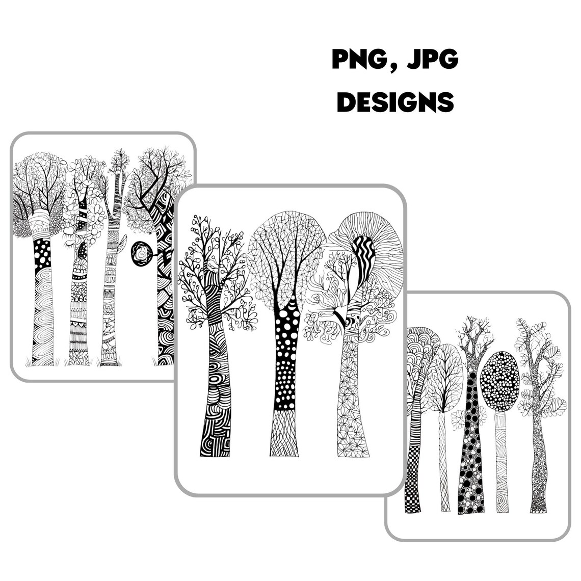 Zentangle Tree Patterns, Nature Inspired Designs (digital Art) - Etsy