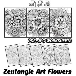 Motivi Zentangle: Disegni Botanici e Motivi Floreali con Tutorial e Schemi Facili da Seguire, Scarabocchi Floreali, Kit Antistress in PDF