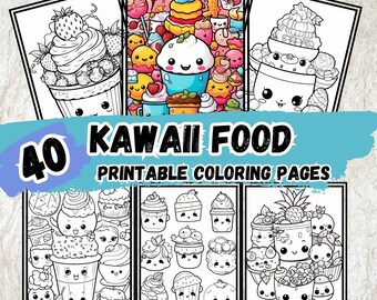 Kawaii Food Coloring Pages for Kids, Unleash Creativity with Cute and Playful Designs, Toddler Creative Journey with Kawaii, PDF