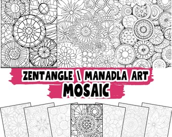 Mosaic Design Tutorial, Anti Stress Ornaments Set (PDF Worksheets)
