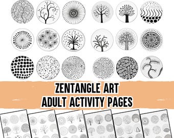 Zendoodle Art Practice Kit – 360 Zentangle Worksheets for Beginners & Artists | Adult Activity Pages